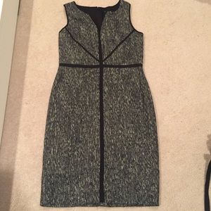 Ann Taylor professional grey dress w black piping